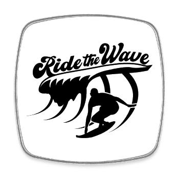 Ride the Wave surfing by the sea - Square fridge magnet - white - Front