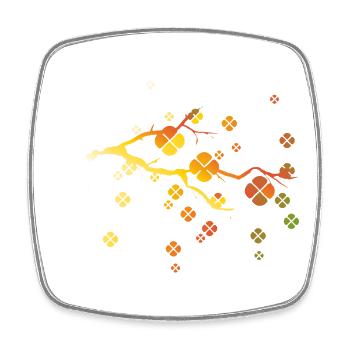 filigree autumnal branch with colorful leaves - Square fridge magnet - white - Front
