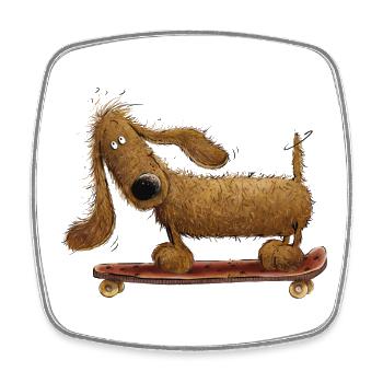 Dachshund Riding Skateboard Dachshund I Teckel I Hund - Square fridge magnet - white - Front