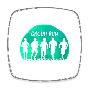 Group Run Group run in a team with grass and moon - Square fridge magnet - white - Front