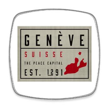 Genève Suisse Capitale de la Paix Millésime - Magnet carré - blanc - Devant
