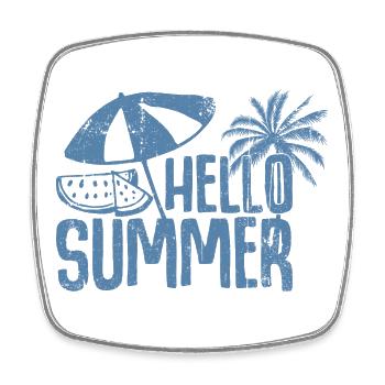 Hello Summer Palm & Watermelon Graphic - Square fridge magnet - white - Front