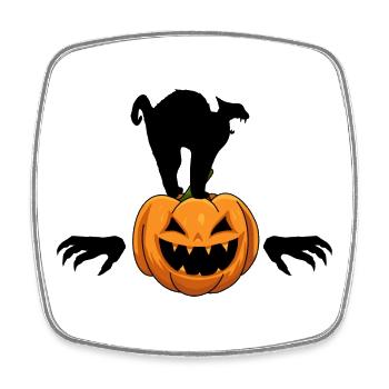 Halloween schwarzer Kater Kürbis Zombie - Viereckiger Kühlschrankmagnet - Weiß - Vorne