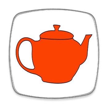 Teapot Tea Pot Breakfast Enjoyment Drink - Square fridge magnet - white - Front