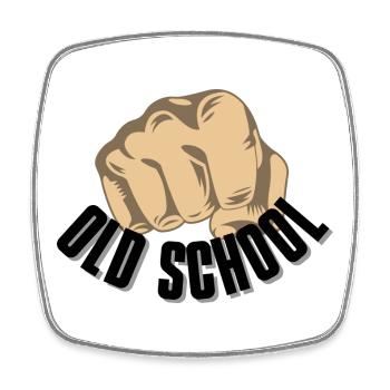 Oldschool (Vieille école) - Magnet carré - blanc - Devant