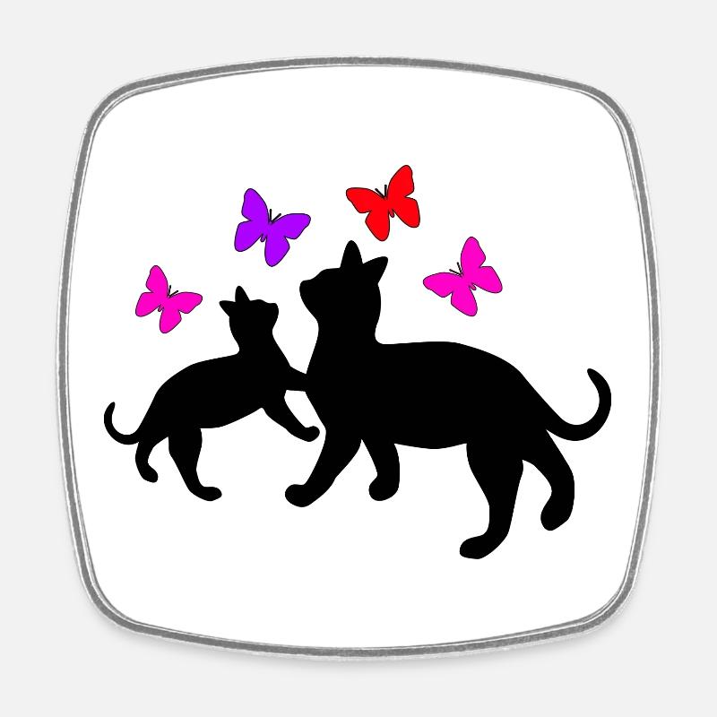Katzen und Schmetterlinge - Viereckiger Kühlschrankmagnet - Weiß