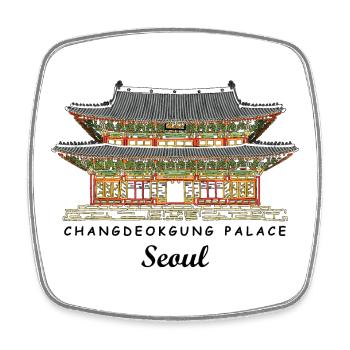 Seoul, Changdeokgung, Welterbestätte in Südkorea - Viereckiger Kühlschrankmagnet - Weiß - Vorne