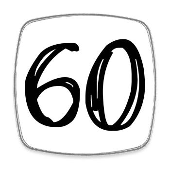 60. 60 ANS. 60e ANNIVERSAIRE. ANNIVERSAIRE 60 ANS. - Magnet carré - blanc - Devant
