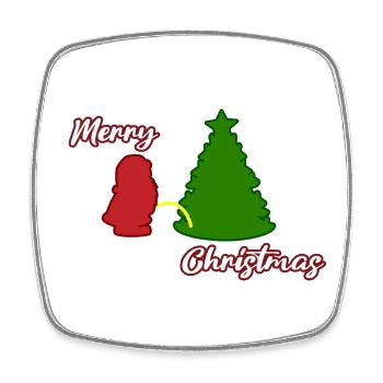 Santa peeing - Christmas Tree - Weihnachtsmann - Viereckiger Kühlschrankmagnet - Weiß - Vorne