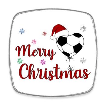 Merry Christmas Fußball Herz - Viereckiger Kühlschrankmagnet - Weiß - Vorne