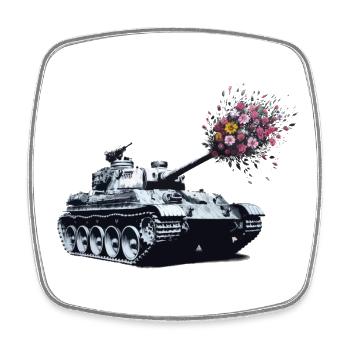 Panzer Blumenstrauss - Viereckiger Kühlschrankmagnet - Weiß - Vorne