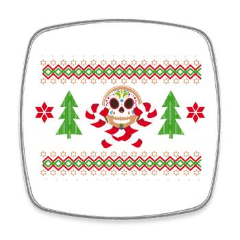 Pain d’épice homme Sugar Skull motif pour Noël - Magnet carré - blanc - Devant