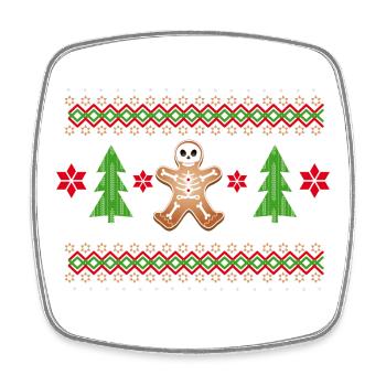 Pain d’épice homme Sugar Skull motif pour Noël - Magnet carré - blanc - Devant