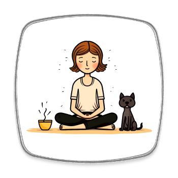 Yoga Dog and Coffee - Viereckiger Kühlschrankmagnet - Weiß - Vorne