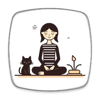 Se détendre avec un chat - Magnet carré - blanc - Devant