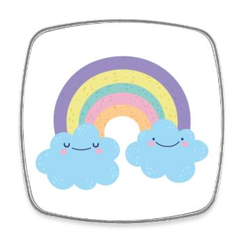 Bunter Regenbogen-Wolken-Charme - Viereckiger Kühlschrankmagnet - Weiß - Vorne