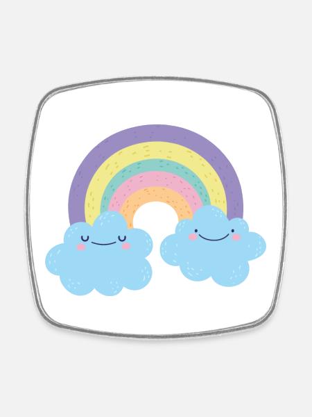 Colorful Rainbow Cloud Charm - Square fridge magnet - white