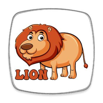Lebhafter Löwe Cartoon T-Shirt - Viereckiger Kühlschrankmagnet - Weiß - Vorne