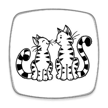 Cartoon Kitten - Square fridge magnet - white - Front