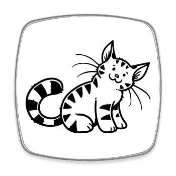 Cartoon Kitten - Square fridge magnet - white - Front