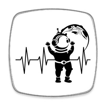 Heartbeat, Moon, Astronaut, Pulse, Space, ECG, Symbol - Square fridge magnet - white - Front