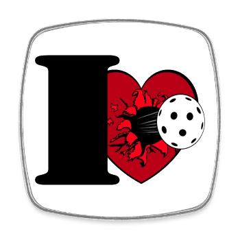 Floorball, Unihockey, J’adore le floorball - Magnet carré - blanc - Devant
