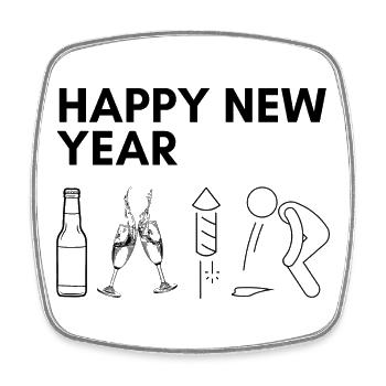 Silvester | Party | Feiern | New Year | Drinken - Viereckiger Kühlschrankmagnet - Weiß - Vorne