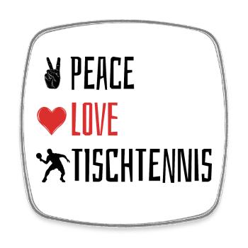 Peace Love Table Tennis - Heart - Square fridge magnet - white - Front
