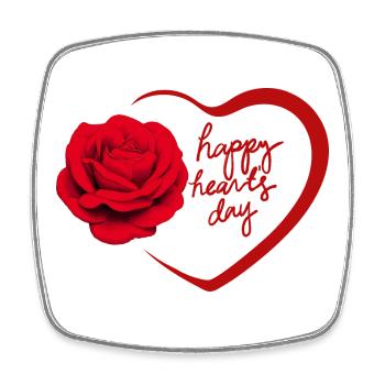 Herz und Rose Valentinstag Design - Viereckiger Kühlschrankmagnet - Weiß - Vorne