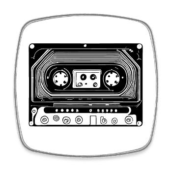 Retro Design Audio Kassette Schwarz - Viereckiger Kühlschrankmagnet - Weiß - Vorne