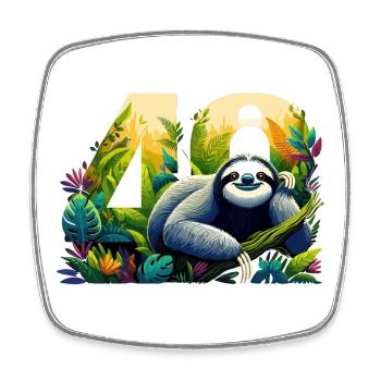 40 Years Sloth 40th Birthday Gift - Square fridge magnet - white - Front