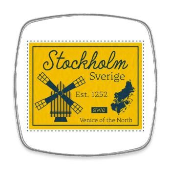 Stockholm Sverige Vintage Reisemotiv - Viereckiger Kühlschrankmagnet - Weiß - Vorne