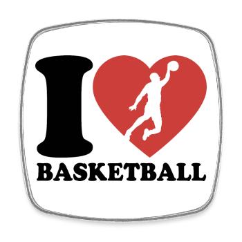 I Love Basketball - Herz - Hobby - Viereckiger Kühlschrankmagnet - Weiß - Vorne