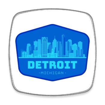 Detroit Skyline - Square fridge magnet - white - Front