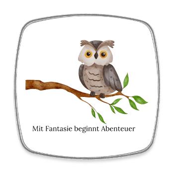 Eulen Motiv - Viereckiger Kühlschrankmagnet - Weiß - Vorne
