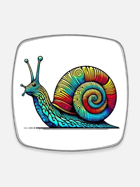 Escargot - Magnet carré - blanc