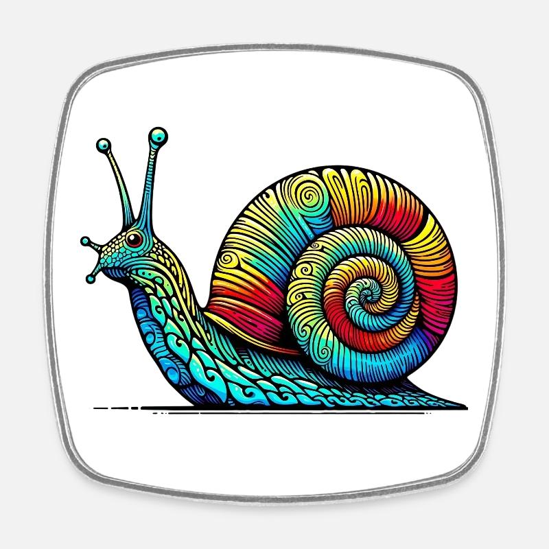 Escargot - Magnet carré - blanc