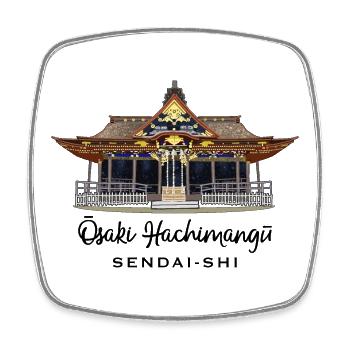 Japon, Osaki Hachimangu Shrine, Sendai, dessin - Magnet carré - blanc - Devant