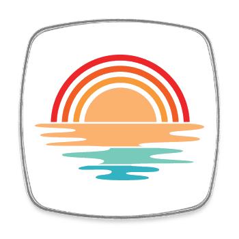Sonnenuntergang retro vintage Symbol Sonne Design - Viereckiger Kühlschrankmagnet - Weiß - Vorne