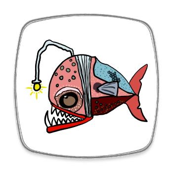 Fischkollage mit Lampenblick Anglerfisch - Viereckiger Kühlschrankmagnet - Weiß - Vorne