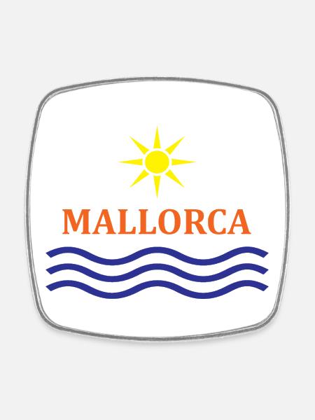 Sun and Waves Mallorca Motif - Square fridge magnet - white