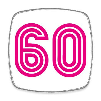 60. 60 ANS. 60e ANNIVERSAIRE. ANNIVERSAIRE 60 ANS. - Magnet carré - blanc - Devant