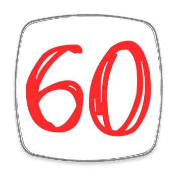 60. 60 YEARS. 60th ANNIVERSARY. 60TH BIRTHDAY. - Square fridge magnet - white - Front