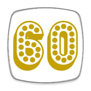 60. 60 YEARS. 60th ANNIVERSARY. 60TH BIRTHDAY. - Square fridge magnet - white - Front
