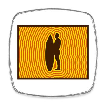 Surf Silhouette – Retro Wave Energy - Square fridge magnet - white - Front