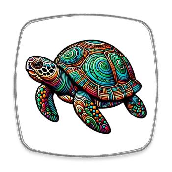 Tortue - Magnet carré - blanc - Devant