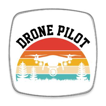 Pilote de drone - Magnet carré - blanc - Devant