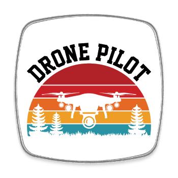 Pilote de drone - Magnet carré - blanc - Devant