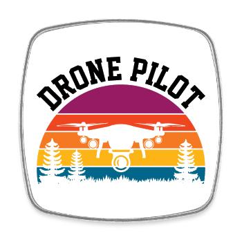 Drohnen-Pilot - Viereckiger Kühlschrankmagnet - Weiß - Vorne
