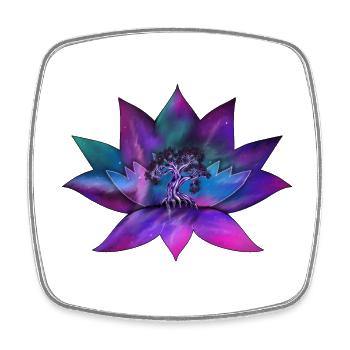 Lotusblume – spirituelle Lebensbaum Illustration - Viereckiger Kühlschrankmagnet - Weiß - Vorne